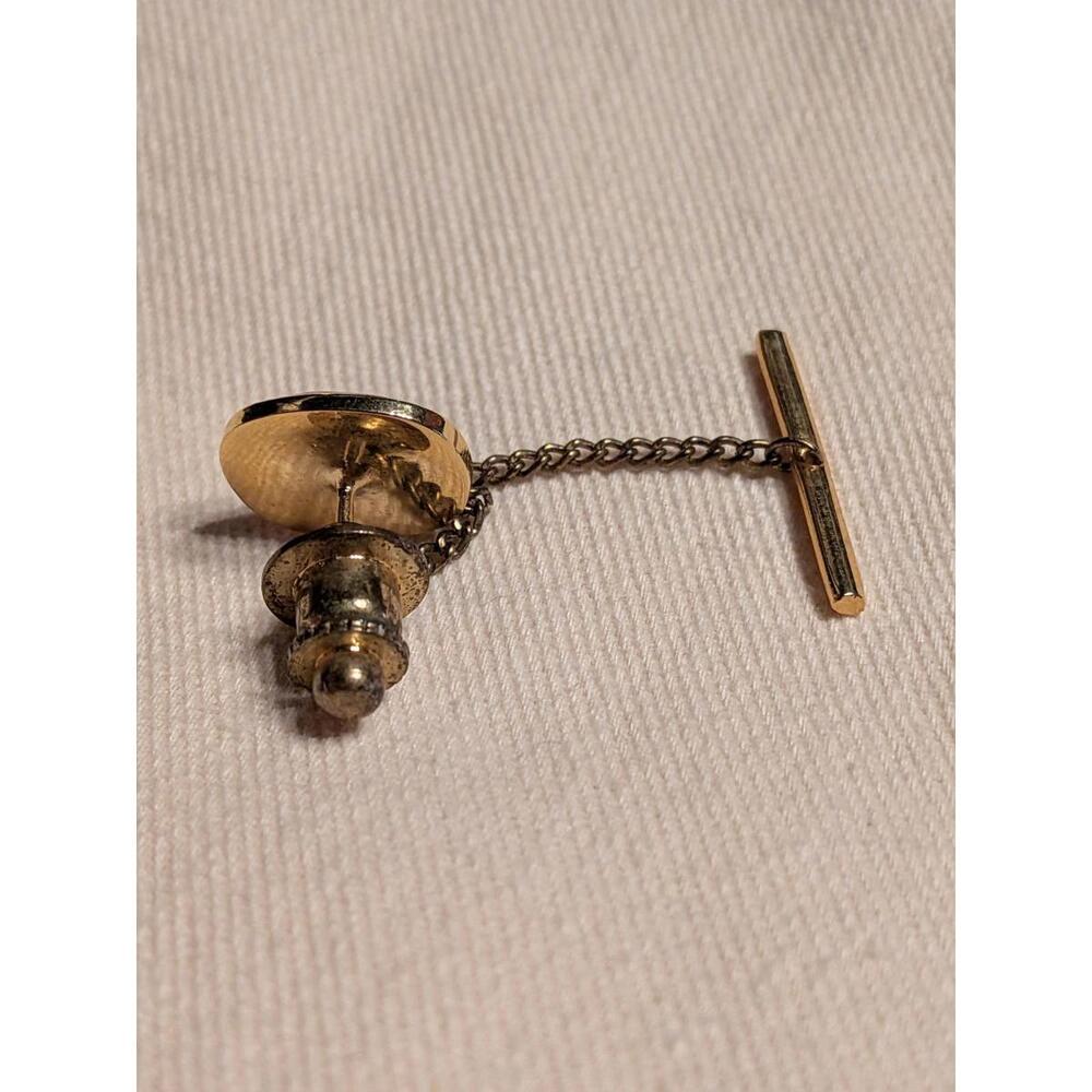 Rare Vintage Cartier 2C logo Tie Clip / Tie Bar Gold x Red Tack - Picture 2 of 2